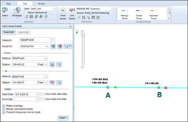 Locating the From Measure on the route