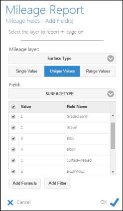 Adding the unique values using SurfaceType field